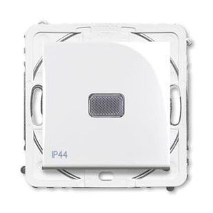 Вимикач 1-кл. прохідний з N-клемою з білою лінзою IP44 ABB Basic-55 білий 3521B-A81945 94 2CHB218199A4094 фото