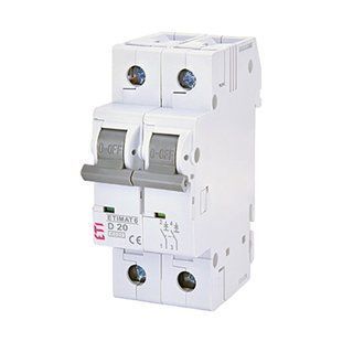 Автоматичний вимикач ETI 2p D 20 (6kA) ETIMAT 6 2163517 фото