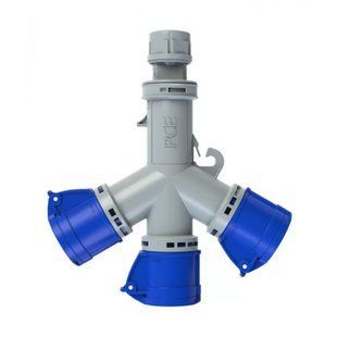 Тройник, распределительное устройство, выход-3 розетки CEE 16А/230V/1P+N+E/IP44, PCE 9432006 9432006 фото