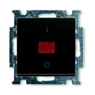 Выключатель 1-кл. 2-пол. 20А с подсветкой (красная линза) ABB Basic-55 черный шато 1020/2 UCK-95-507 2CKA001020A0092 фото