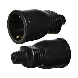 Розетка кабельна 1-на ERS-1 (2Р+РЕ, Schuko, каучук, IP20, чорна), ETI 4481008 фото