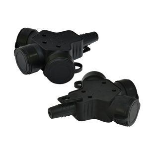 Розетка кабельна 3-на з заглушками ERS-3C (3x2Р+РЕ, Schuko, IP44, каучук, чорна), ETI 4481009 фото