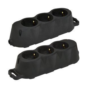 Блок розеток 3-місний ERS-3B (3x2Р+РЕ, Schuko, каучук, IP20, чорний), ETI 4481010 фото