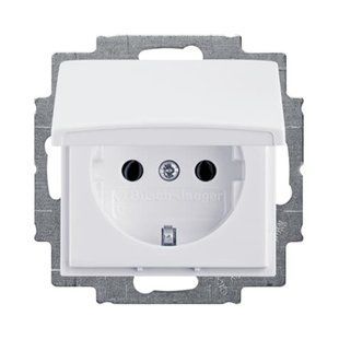 Розетка с заземлением SCHUKO с крышкой ABB Basic-55 слоновая кость 20 EUK-92-507 2CKA002018A0351 фото