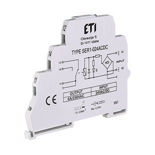 Інерфейсне реле ETI SER1-024 ACDC (електромеханічне, 1CO, 6A AC1, 250V AC) 2473052 фото
