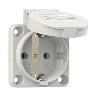 Розетка внутреннего монтажа с заземлением 16А 250V 2P IP54 Schuko 50x50, серая, PCE 105-0g 105-0g фото