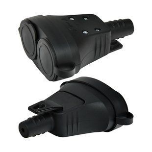 Розетка кабельна 2-на з заглушками ERS-2C (2x2Р+РЕ, Schuko, IP44, каучук, чорна), ETI 4481013 фото