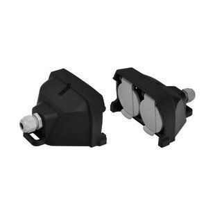 Розетка кабельна 2-на з кришками ERS-2CM (2x2Р+РЕ, Schuko, IP44, каучук, чорна), ETI 4481014 фото