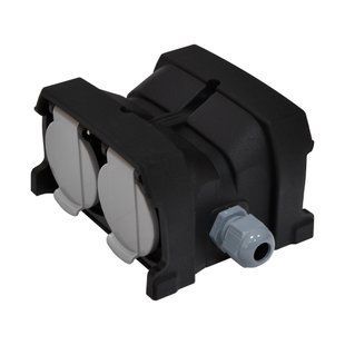 Розетка кабельна 4-на з кришками ERS-4CM (4x2Р+РЕ, Schuko, IP44, каучук, чорна), ETI 4481015 фото