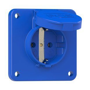 Розетка внутреннего монтажа с заземлением 16А 250V 2P IP54 Schuko 75x75, синяя, PCE 105-8b 105-8b фото