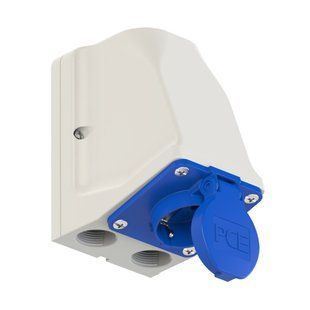 Розетка із заземлюючим контактом, прохідна 16A 250V 2P+E IP45 9105-7b 9105-7b фото