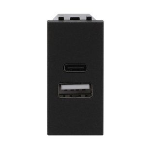 Зарядное устройство USB A+C 10,5Вт ABB Zenit 1 мод., черный матовый N2185.3 NT 2CLA218530N1501 фото
