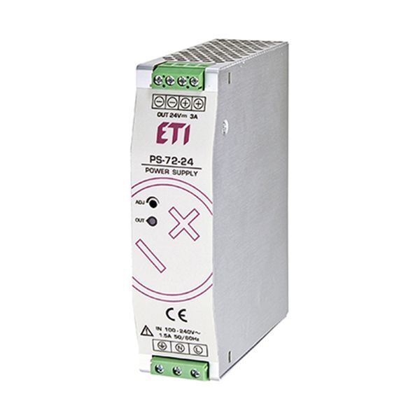 Блок питания ETI PS-72-24 (Вход: 100-240V AC/140-340V DC; Выход: 24-28V DC/75W/3A) 4656681 фото